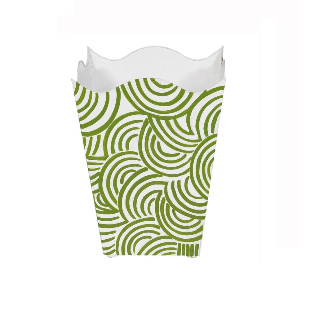 Worlds Away - Square Wave Top Wastebasket, Style:Breaker, Color:Green - WBWBREAKERGR view 1