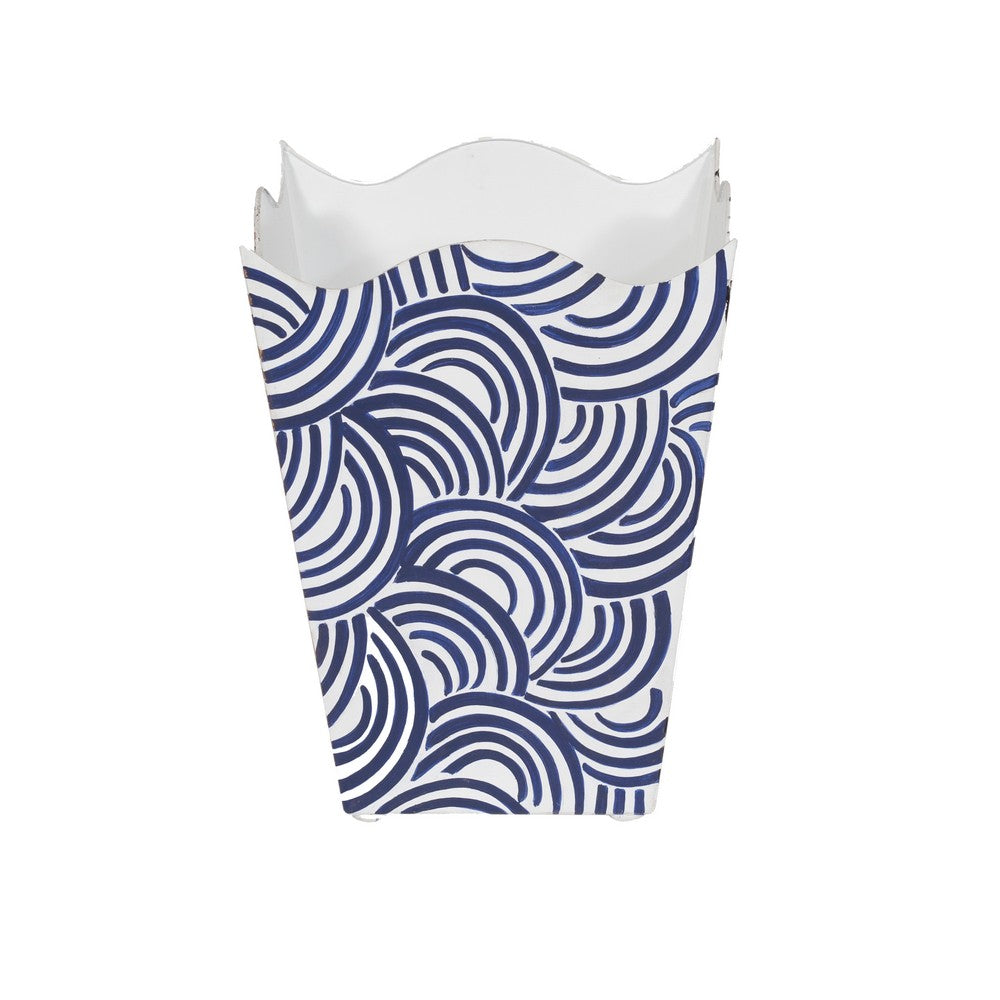 Worlds Away - Square Wave Top Wastebasket, Style:Breaker, Color:Navy - WBWBREAKERNV view 1