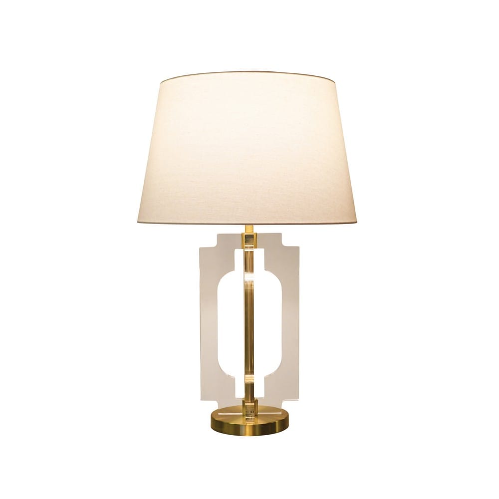 Worlds Away - Stacked Acrylic Square Table Lamp With Antique Brass Parts - HAVEN ABR view 3