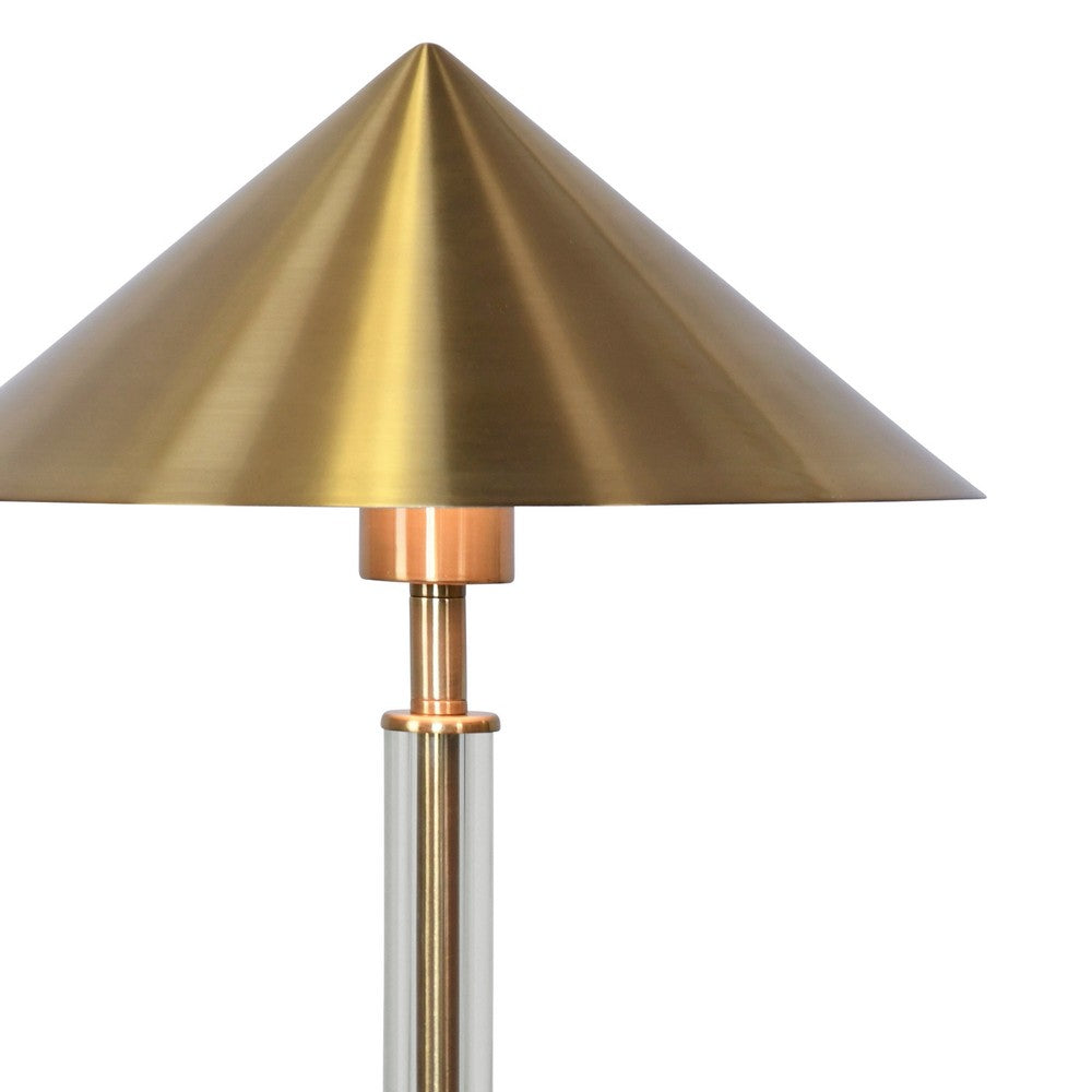 Worlds Away - Table Lamp With Acrylic Pole And Triangular Metal Shade In Antique Brass - TATE ABR view 3
