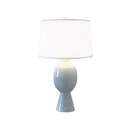 Worlds Away - Tall Bulb Shape Ceramic Table Lamp With White Linen Shade In Light Blue - DOVER LBL view 2