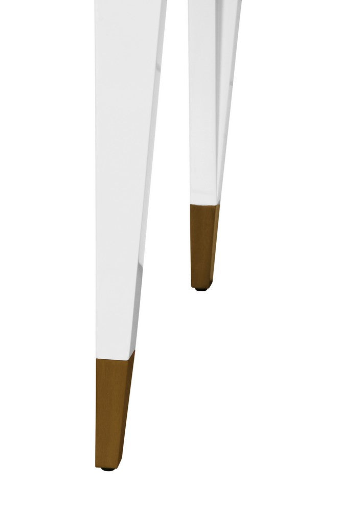 Worlds Away - Tapered Leg, One Drawer Desk With Antique Brass Foot Caps In White Lacquer - MANDI WH view 7