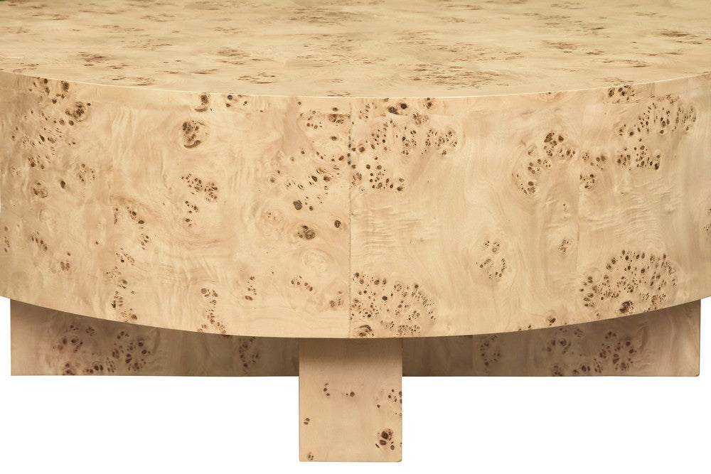 Worlds Away - Thick Top Coffee Table With Cross Base In Burl Wood - OSLO BW view 4