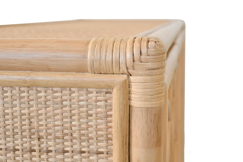 Worlds Away - Three Door Decorative Mirror Front Buffet In Natural Rattan - ARIA NAT view 8