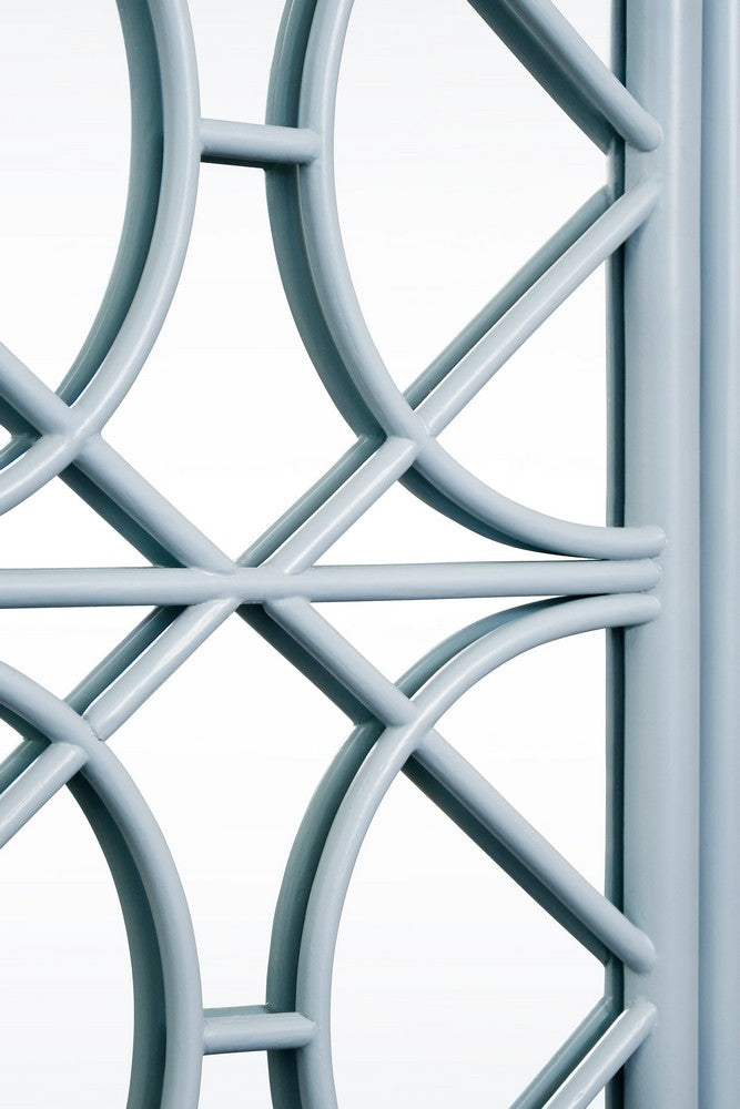 Worlds Away - Three Door Decorative Mirror Front Buffet In Rattan Painted Light Blue - ARIA LB view 7