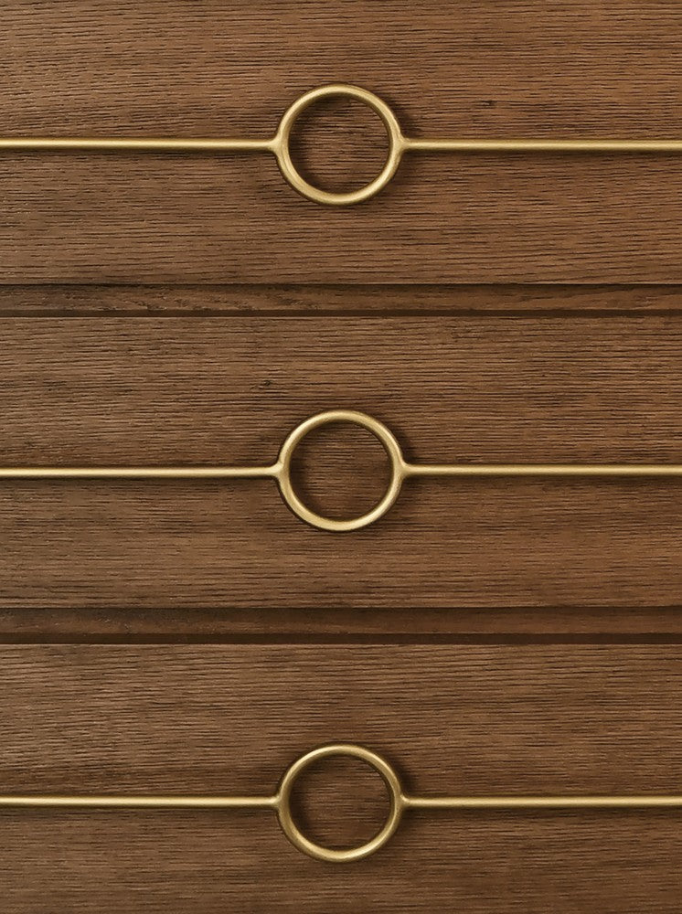 Worlds Away - Three Drawer Chest With Antique Brass Connected Circle Hardware In Provincial Brown Oak - RODERICK PBO view 6