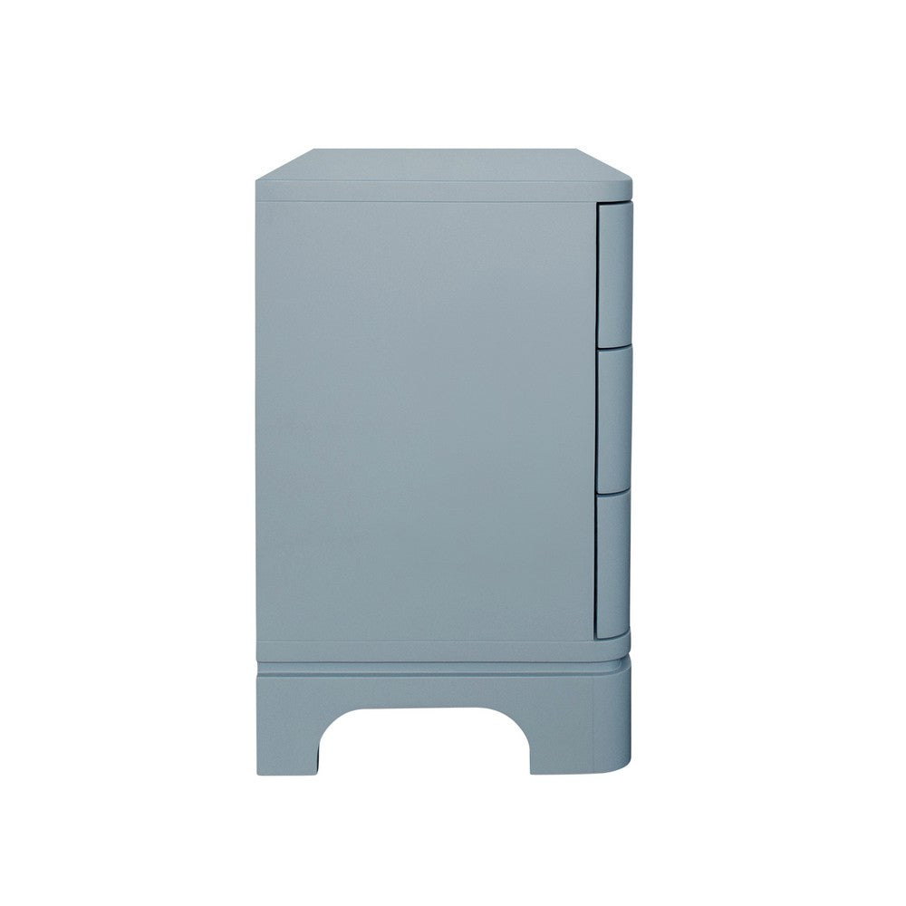 Worlds Away - Three Drawer Rounded Edge Side Table With Brass Beetle Knob In Light Blue Matte Lacquer - FORTUNE LB view 4