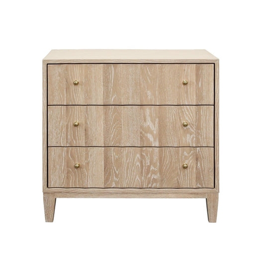 Worlds Away - Three Drawer Side Table With Fluted Detail In Cerused Oak - CARMACK CO view 2