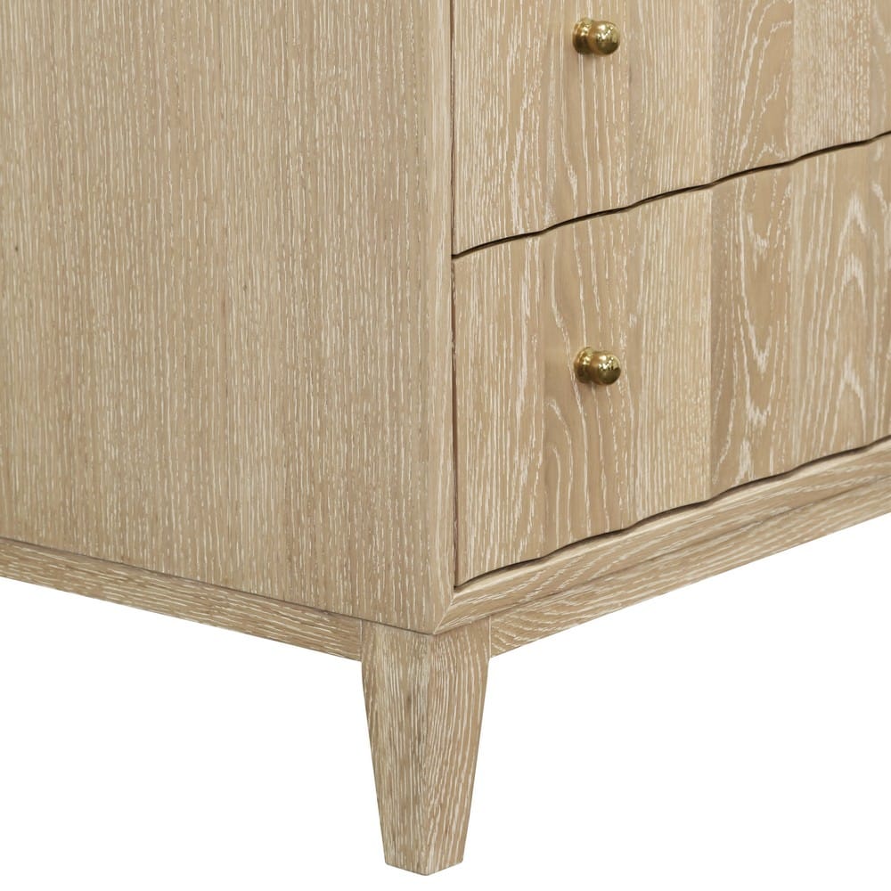Worlds Away - Three Drawer Side Table With Fluted Detail In Cerused Oak - CARMACK CO view 6