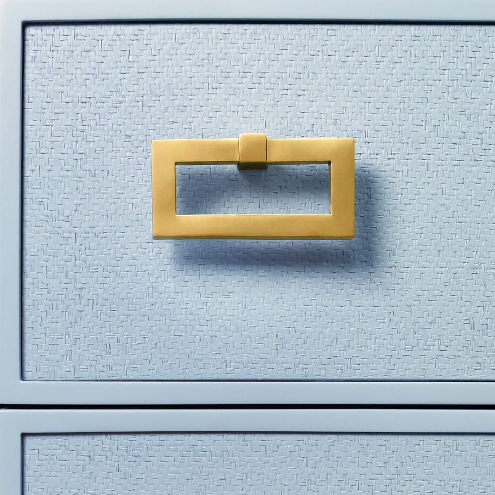 Worlds Away - Three Drawer Side Table With Matte Light Blue Frame And Light Blue Grasscloth Drawer Fronts - RADLEY LB view 4