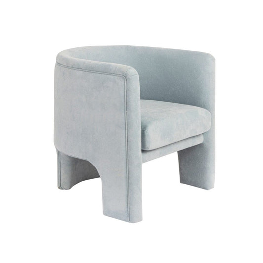 Worlds Away - Three Leg Fully Upholstered Barrel Chair In Performance Light Blue Chenille - LANSKY LB view 2