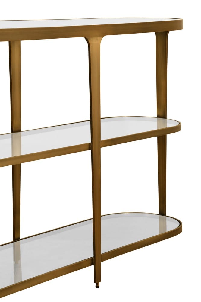 Worlds Away - Three Tier Glass Top Racetrack Console In Antique Brass - ADDISON ABR view 5