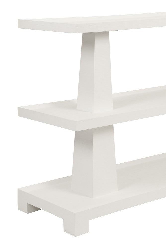 Worlds Away - Three Tier Two Column Console In Textured White Linen - LOWEN WH view 5