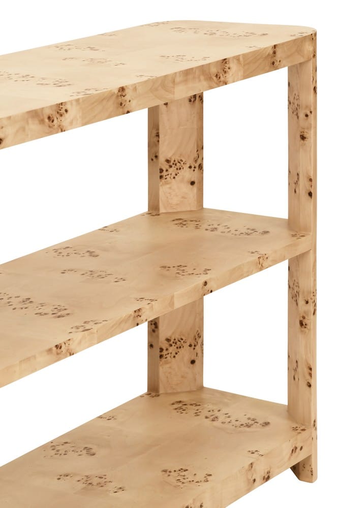 Worlds Away - Tier Tier Console With Curved Corners In Burl Wood - EMERY BW view 5