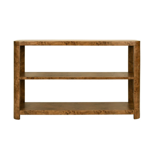 Worlds Away - Tier Tier Console With Curved Corners In Dark Burl Wood - EMERY DBW view 2