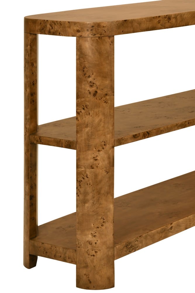 Worlds Away - Tier Tier Console With Curved Corners In Dark Burl Wood - EMERY DBW view 5