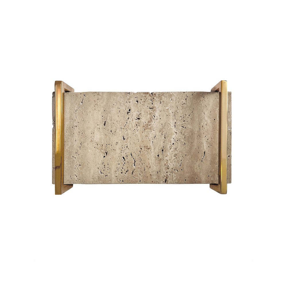 Worlds Away - Travertine Marble Tray With Brass Handles - JARVIS TR view 4