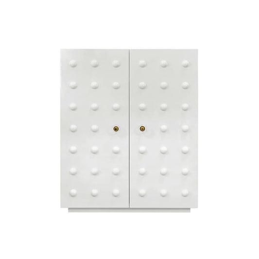 Worlds Away - Two Door Cabinet With Ball Stud Detail And Acrylic And Brass Hardware In White Lacquer - BEAU WH view 2