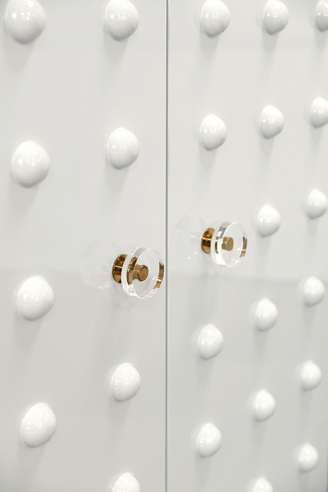 Worlds Away - Two Door Cabinet With Ball Stud Detail And Acrylic And Brass Hardware In White Lacquer - BEAU WH view 5