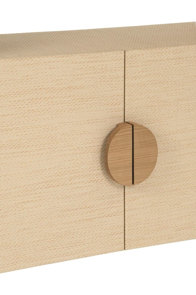 Worlds Away - Two Door Console With Open Shelf In Natural Grasscloth With Cerused Oak Handles - ASPEN NAT view 6