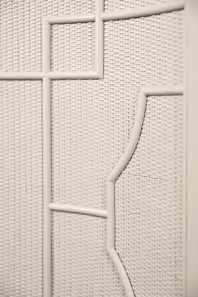 Worlds Away - Two Door Decorative Rattan Overlay Cabinet With Curved Ends Painted In Antique White - ISABEL AW view 8