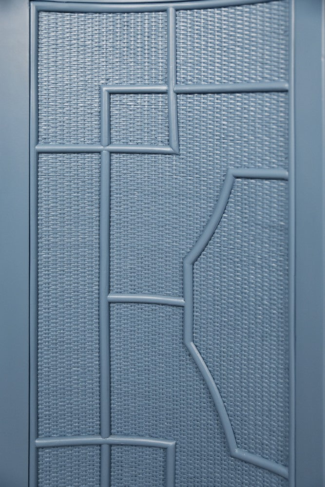 Worlds Away - Two Door Decorative Rattan Overlay Cabinet With Curved Ends Painted In Capri Blue - ISABEL CB view 8