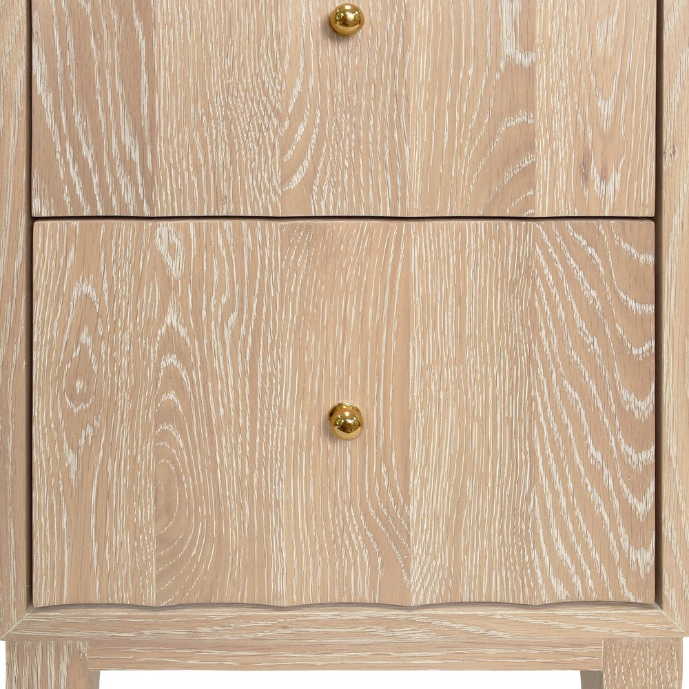 Worlds Away - Two Door Side Table With Fluted Detail In Cerused Oak - HAMMOND CO view 3