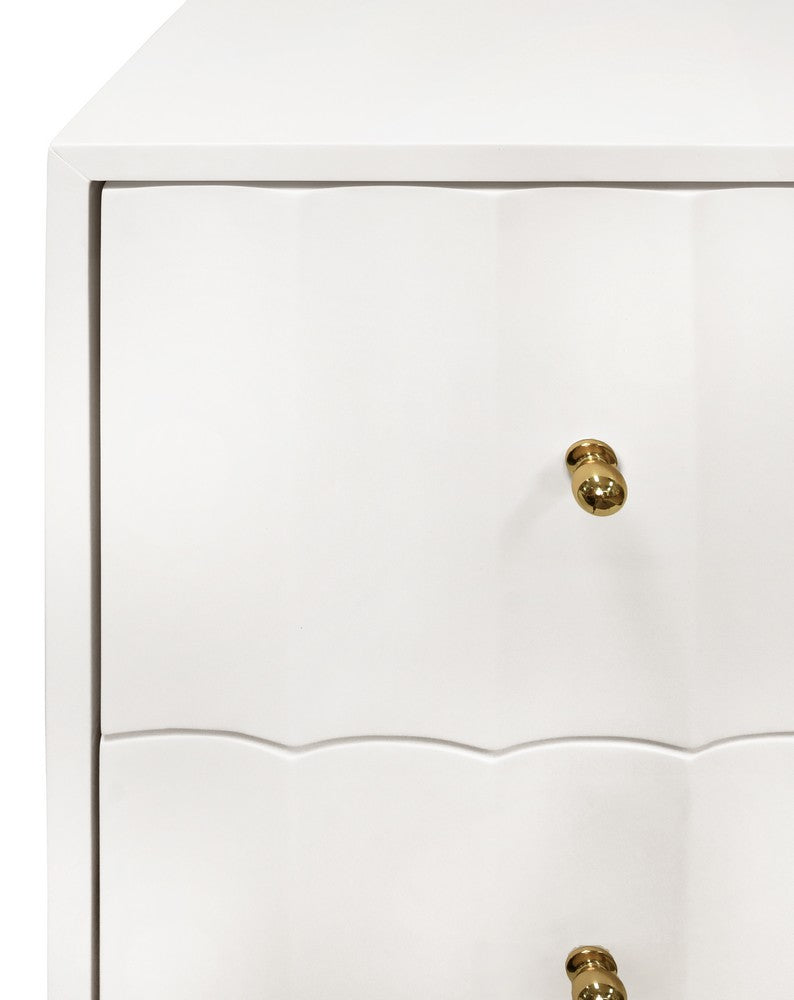 Worlds Away - Two Door Side Table With Fluted Detail In Matte White Lacquer - HAMMOND WH view 3