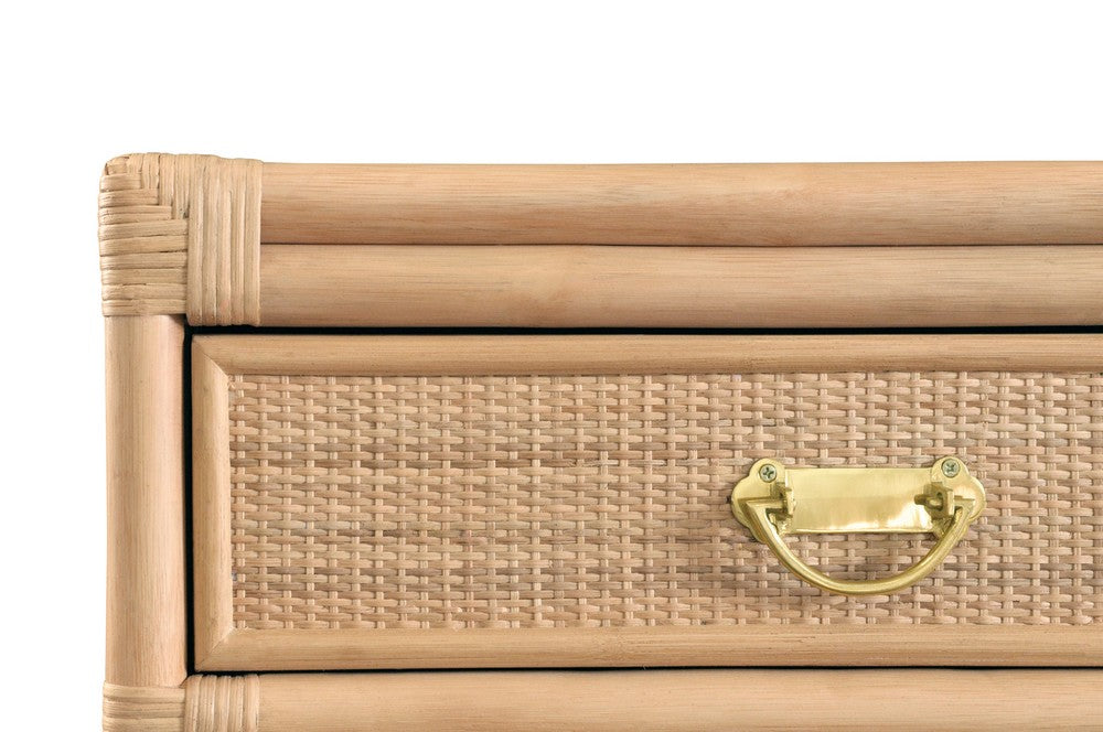 Worlds Away - Two Drawer Console With Decorative Back In Natural Rattan - GIDEON NAT view 6