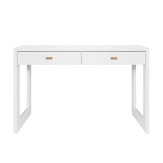 Worlds Away - Two Drawer Desk With Fluted Detail In Matte White Lacquer - LARKIN WH view 2