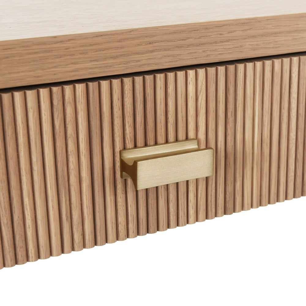 Worlds Away - Two Drawer Desk With Fluted Detail In Natural Oak - LARKIN NO view 5