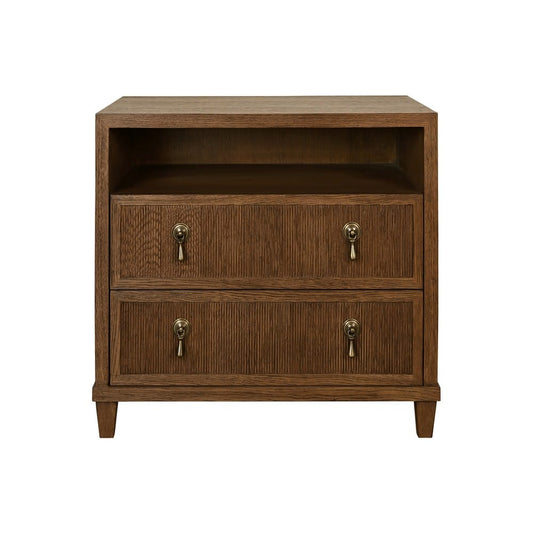Worlds Away - Two Drawer, Open Shelf Side Table With Fluted Drawer Fronts In Provincial Brown Oak - CORINE PBO view 2