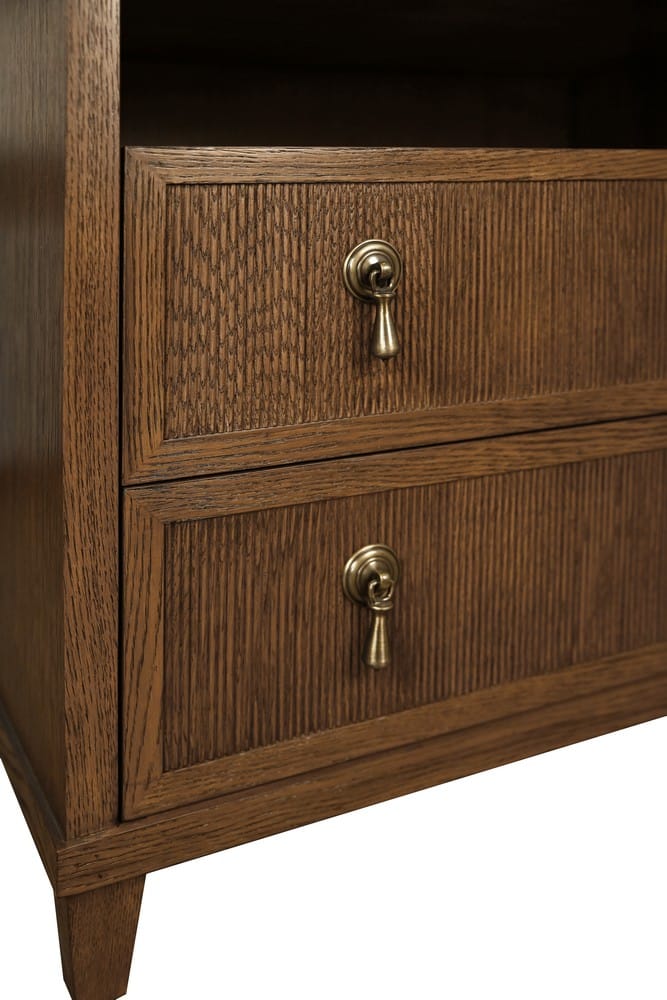 Worlds Away - Two Drawer, Open Shelf Side Table With Fluted Drawer Fronts In Provincial Brown Oak - CORINE PBO view 6