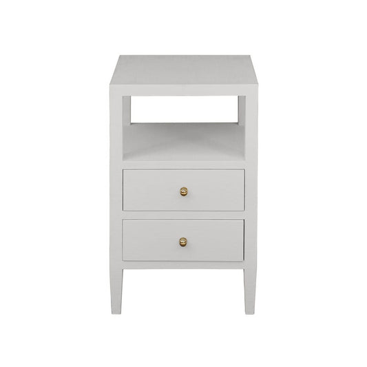 Worlds Away - Two Drawer Side Table In Coated White Linen - ROSCOE WH view 2