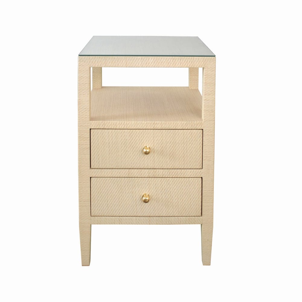 Worlds Away - Two Drawer Side Table In Natural Grasscloth - ROSCOE NAT view 2