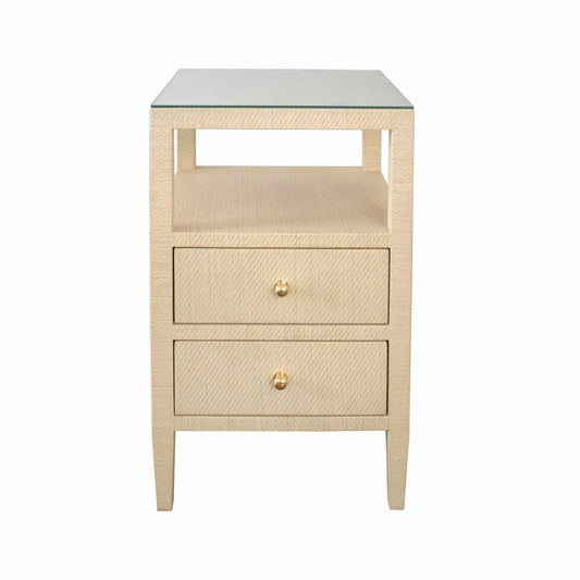 Worlds Away - Two Drawer Side Table In Natural Grasscloth - ROSCOE NAT view 2