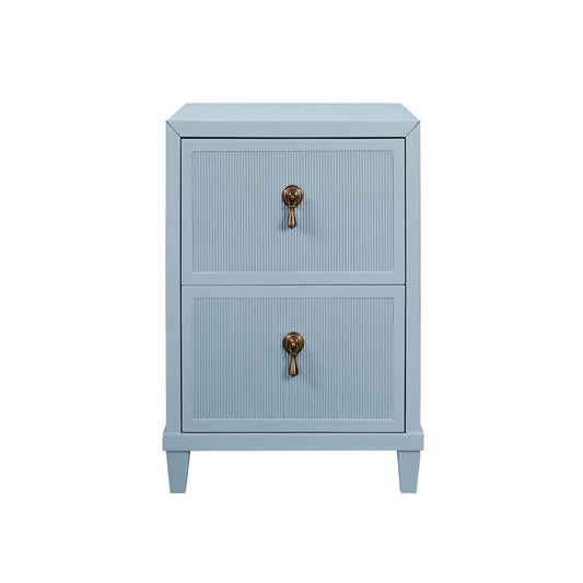 Worlds Away - Two Drawer Side Table With Fluted Drawer Fronts In Matte Light Blue Lacquer - NOVALIE LB view 2