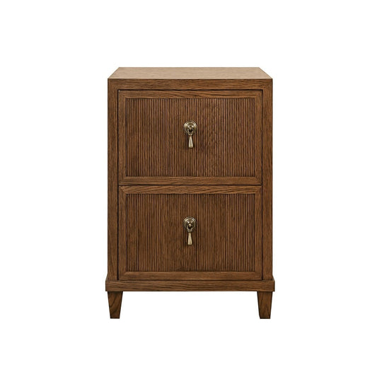 Worlds Away - Two Drawer Side Table With Fluted Drawer Fronts In Provincial Brown Oak - NOVALIE PBO view 2