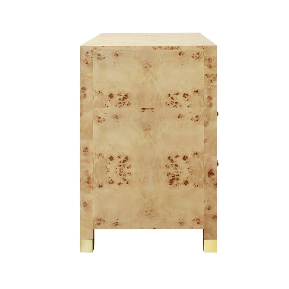 Worlds Away - Two Drawer Side Table With Rattan Wrapped Handles In Burl Wood - HANCOCK BW view 4