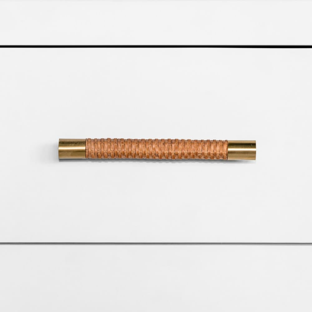 Worlds Away - Two Drawer Side Table With Rattan Wrapped Handles In Matte White Lacquer - HANCOCK WH view 4