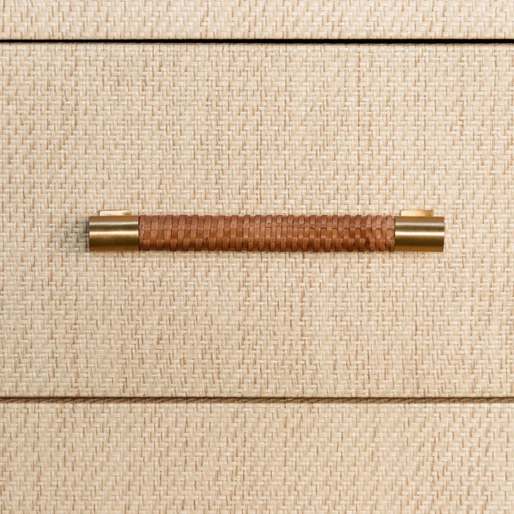 Worlds Away - Two Drawer Side Table With Rattan Wrapped Handles In Natural Grasscloth - HANCOCK NAT view 4