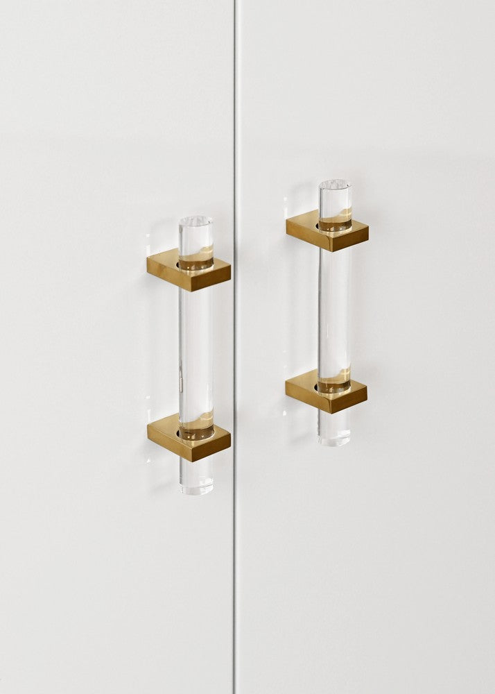 Worlds Away - Two Drawer, Two Door Cabinet With Acrylic And Brass Hardware In White Lacquer - GLENN WH view 6