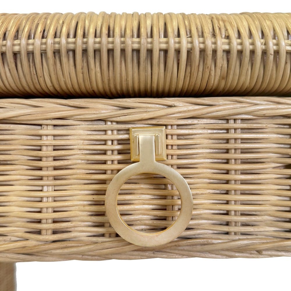 Worlds Away - Two Drawer Waterfall Edge Desk In Woven Rattan With Glass Top - ADRIEN view 12