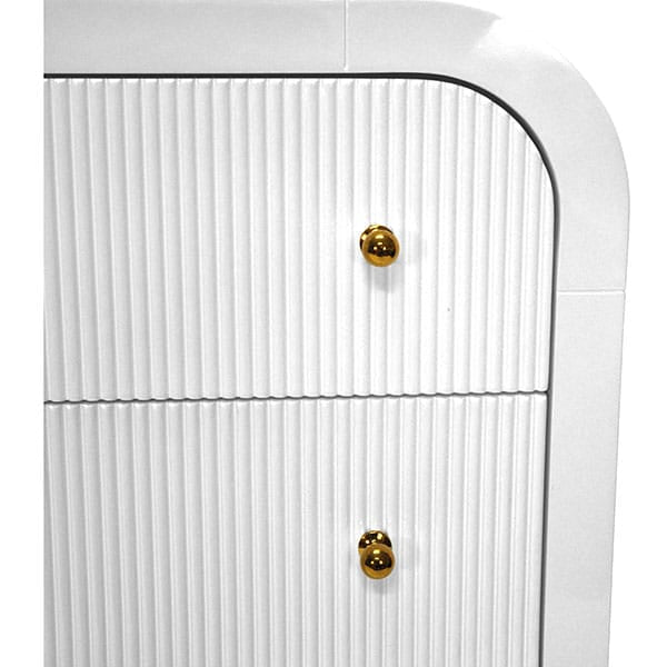 Worlds Away - Waterfall Edge Chest With Fluted Drawer Front In White Lacquer - VALENTINA WH view 3