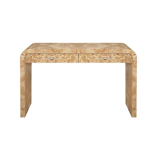 Worlds Away - Waterfall Edge Desk In Burl Wood - PETRA BW view 2