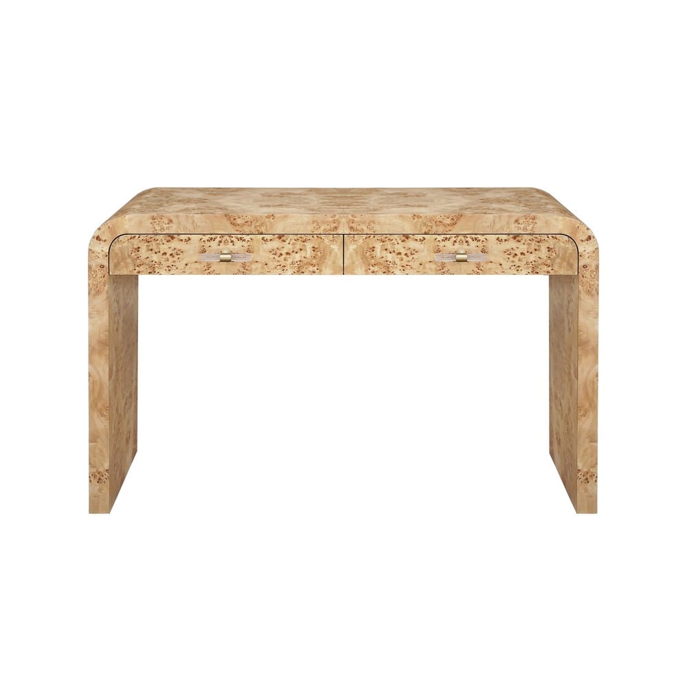 Worlds Away - Waterfall Edge Desk In Burl Wood - PETRA BW view 2