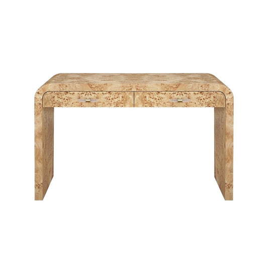 Worlds Away - Waterfall Edge Desk In Burl Wood - PETRA BW view 2
