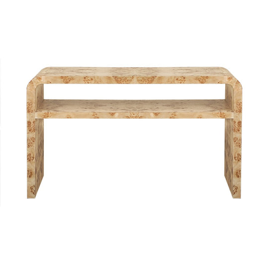 Worlds Away - Waterfall Edge Two Tier Console Table In Burl Wood - MARSHALL BW view 2