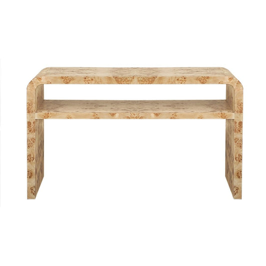 Worlds Away - Waterfall Edge Two Tier Console Table In Burl Wood - MARSHALL BW view 2