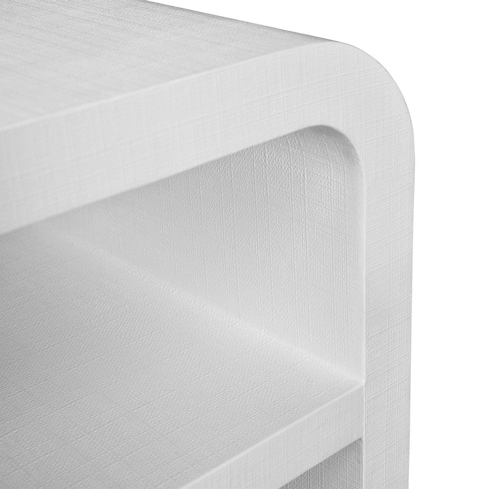 Worlds Away - Waterfall Edge Two Tier Console Table In Textured White Linen - MARSHALL WH view 4